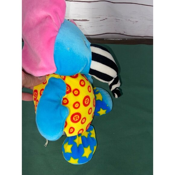 Lamaze Stuffed Plush Elephant Rattle Baby Toy Blue Knot Star Button Yellow Pink - Picture 4 of 6